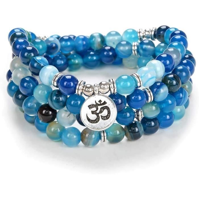 Miunpri 108 Mala Bracelet Bouddhiste 8mm, Collier Perle En Bois