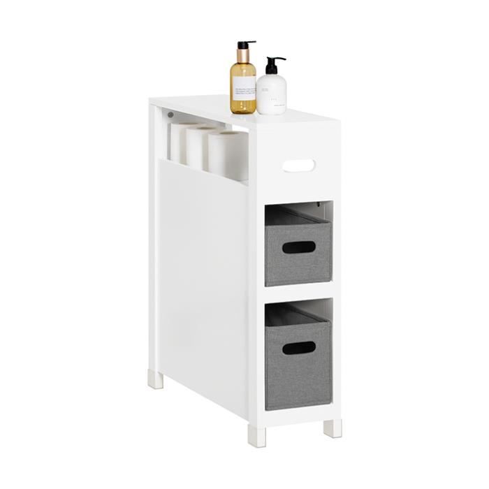 Armoire Murale SoBuy Salle De Bain Blanc - 2 Portes + 3 Compartiments | Rangement Suspendu 75x30x60cm