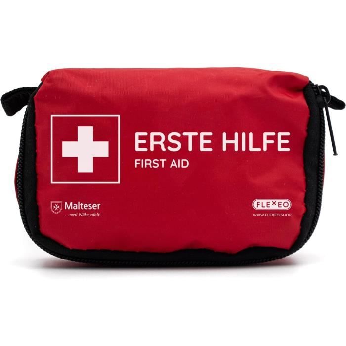 FLEXEO Trousse De Premiers Secours Mini Rouge 29 Pièces - Idéale Randonnée, Camping, Voyage