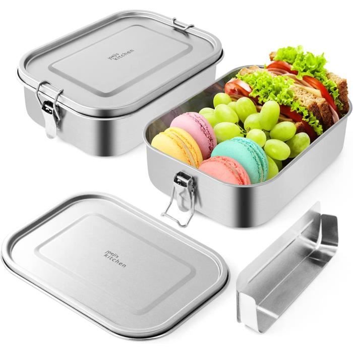 Boîte à Lunch En Acier Inoxydable Avec Compartiment Amovible – Pour Enfants Et Adultes, étanche, Taille 14,5x11,2x6,1 Cm - 9