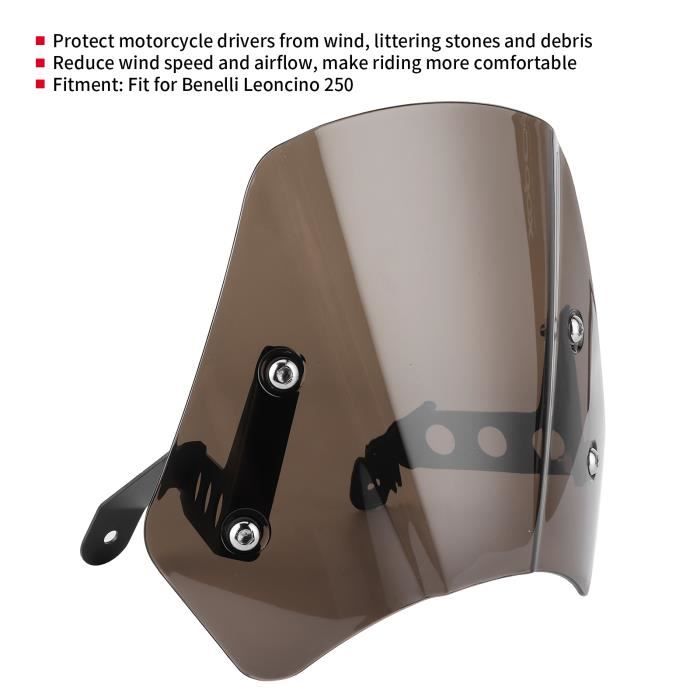 Pare-brise Moto Benelli Leoncino 500 - Déflecteur Vent Alliage Aluminium - Noir