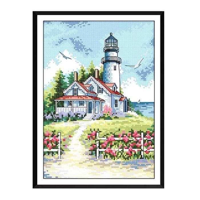 Phare Point De Croix Estampé Kit Broderie Pré-Imprimée DIY Artisanat 2