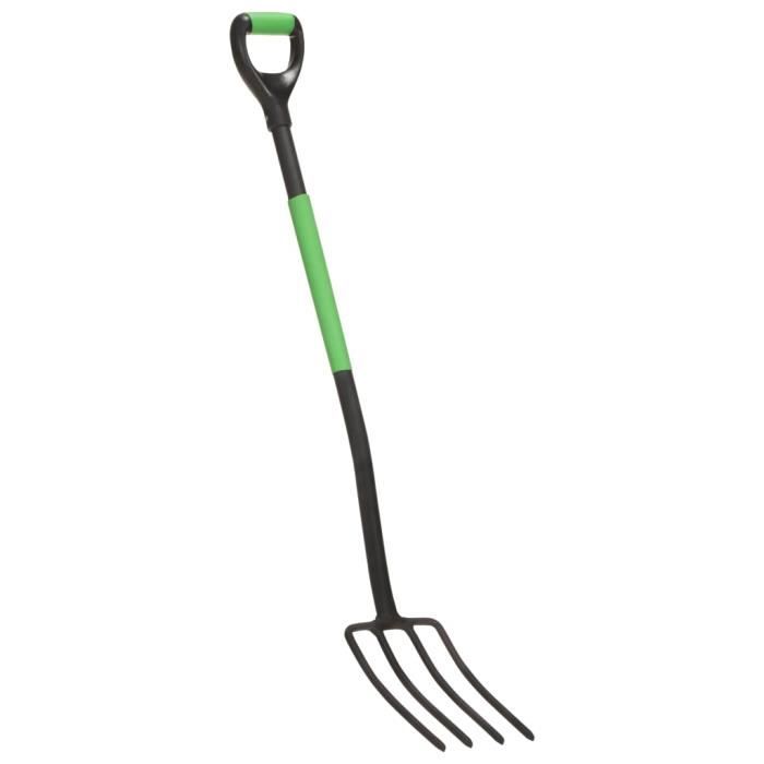Fourche Bêche 4 Dents - Longueur 126 Cm, Poignée En D Ergonomique, Pour Sols Durs, Jardin, Compost