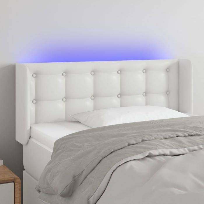 vidaXL Tête de lit à LED Blanc 93x16x78/88 cm Similicuir 3123315