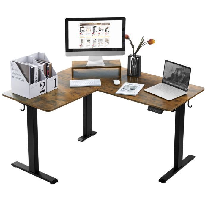 Pied De Bureau Assis-Debout Électrique WOLTU - Réglable 72-120 Cm, 4 Mémoires, Charge 70 Kg, Anti-Collision, Gris - Pour Bureau à Domicile Ou Entreprise - 7