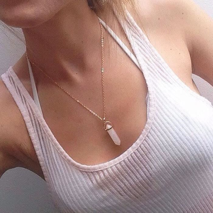5 Pièces Pendentifs Pierres Naturelles - Colliers Cristal Pour Création Bijoux (5 Couleurs)