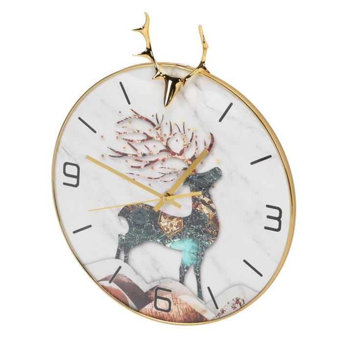 Horloge Murale LED Créative – 60x60 Cm, éclairage Doux, Design Porcelaine – Brun