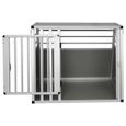 EUGAD Cage de transport pour chien en aluminium, Caisse de transport, Boîte de transport,Boîte de voyage, 80x65x65cm, Argent-1