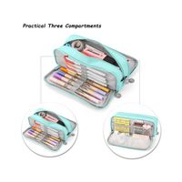 Invicta Trousse Scolaire 3 Compartiments Fille – Fantaisie Bleu – 44 Pièces Complètes – Primaire