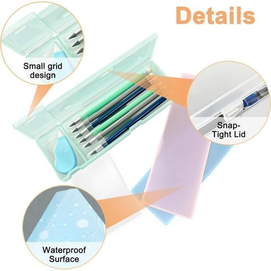 4 Boîtes De Rangement Transparentes Pour Pinceaux - Étui Porte-Crayons Avec Couvercle 33x7x3.5cm