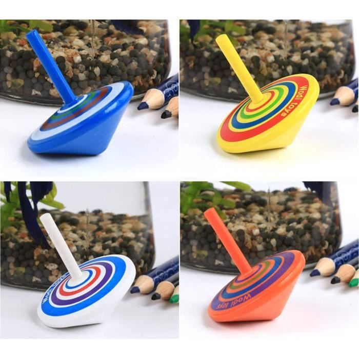 16 Pièces Toupie en Bois, Mini Spinning Top en Bois Gyroscopes pour