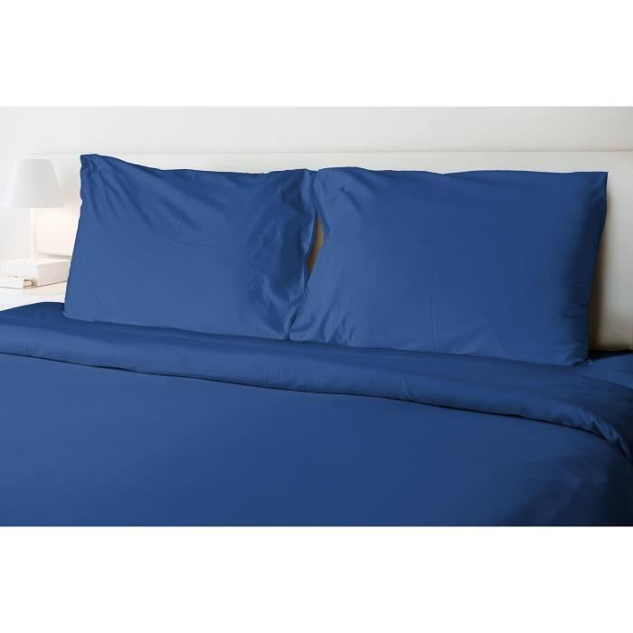 Drap Plat Lyocell Margot Réversible 240x300 Cm Bleu/Beige – Doux, Respirant, Séchage Rapide, Imprimé Feuillages Élégant Origin
