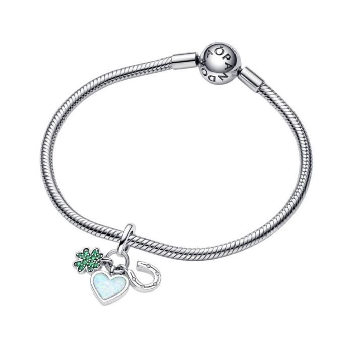 Pendentif Breloque Argent 925 Trèfle à 4 Feuilles Porte-bonheur - Neuf Avec étiquettes
