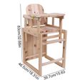 Chaise haute et table pour bébé en bois massif avec plateau réglable HB007 -GAR-2
