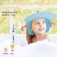 Bonnet de douche pour enfants - Shampoing bouclier - Réglable pour bébé - Visière de bain - Bleu-2