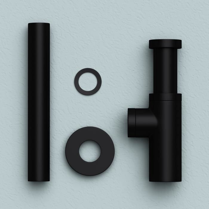 Siphon de Lavabo avec Bonde 1/4 x 30mm - HOMELODY - Universel - Noir Mat -  Cdiscount Bricolage