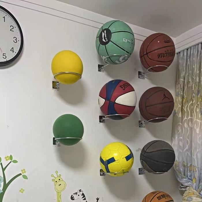 2pcs Support de ballon mural pour Basketball Volleyball Rugby Soccer H