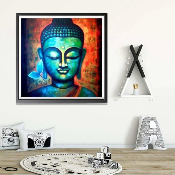 Square Diy 5D Diamond Painting Bouddha 40X50 Cm Tableau Perle Diamant Fleur De Lotus Peinture