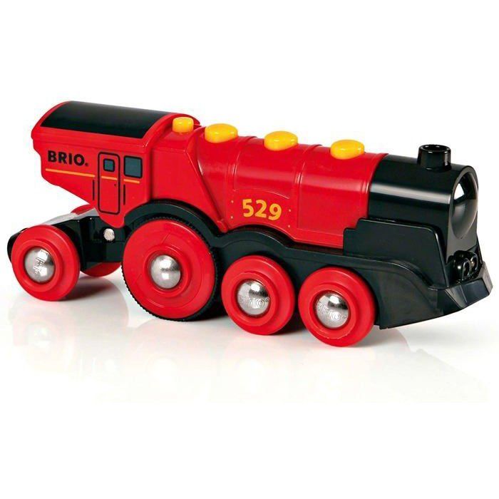Locomotive à Batterie - Ensemble de Trains Compatible avec les Trains Thomas, Brio, Chuggington et les Voies Ferrées en Bois (Non Inclus) - Bleu