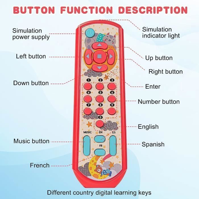 Télécommande Bébé Jouet Éducatif - 3 Langues, Musique, Apprentissage 6 Mois+