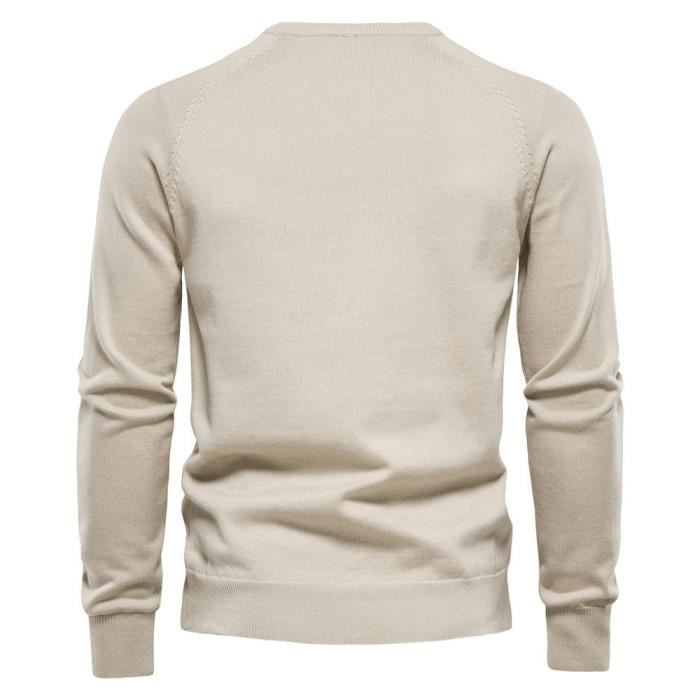 Pull Homme Sans Capuche Sweatshirt Hommes Noir, Col Rond Couleur Unie