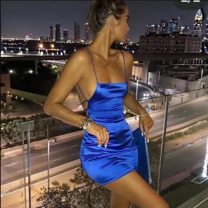 Rue Moulante à Bretelles Spaghetti SEAUR - Mini Robe Clubwear Dos Nu Femme