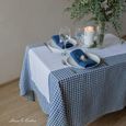 Nappe De Table En Tissu À Carreaux Vichy Estella - 100% Lin, Blanc Bleu (100 X 100 Cm) Carré Festif Campagnard Pour Maison R[n15078]-3