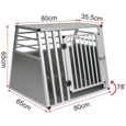 EUGAD Cage de transport pour chien en aluminium, Caisse de transport, Boîte de transport,Boîte de voyage, 80x65x65cm, Argent-3