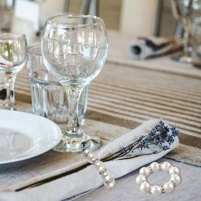 Lot De 8 Ronds De Serviette Glamour En Verre Et Cristal Argenté - Cadre Acier Inoxydable - Décoration De Table étincelante - Idée Cadeau