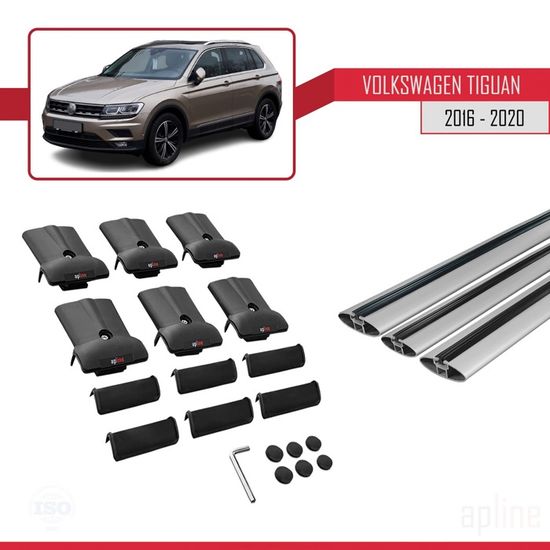 Galeries de toit Volkswagen Tiguan SUV 2016 à 2020 - Barre d'aile avec sac  de