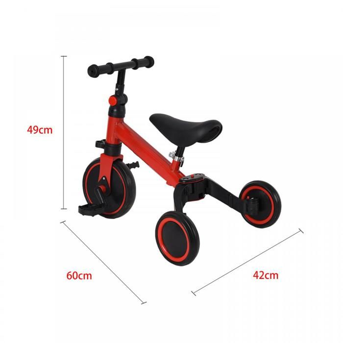 Vélo Enfant 12 Pouces Convertible 4 En 1 - Draisienne, Tricycle, Trottinette, Vélo Avec Stabilisateurs - Pour 81 à 114 Cm