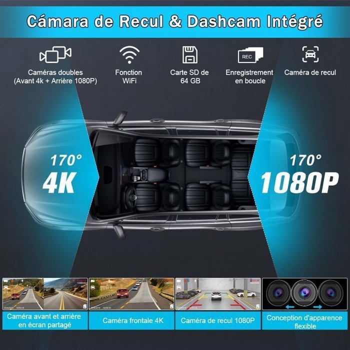 Écran Tactile 10.26" CarPlay & Android Auto SYNCHRO - Dashcam Intégrée, Bluetooth 5.0, Wi-Fi, Installation Facile - 2