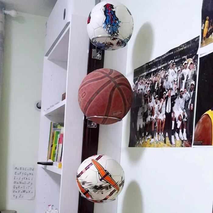 YunBey Support Mural pour Ballon, 2 Pièces Porte-Ballon Inoxydable de  Rangement, Support de Basket Mural avec vis pour Rugby, Football,  Volleyball, Basketball, Noir : : Sports et Loisirs