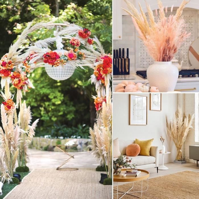 Fleurs D'amarante Séchées Suspendues - Lot De 5, 130 Cm (51"), Rouge, Pour Décoration Mariage/mur