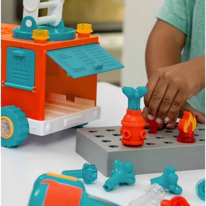 LEARNING RESSOURCES- CAMION DE POMPIER DESIGN ET DRILL, JEU DE CONSTRUC ...