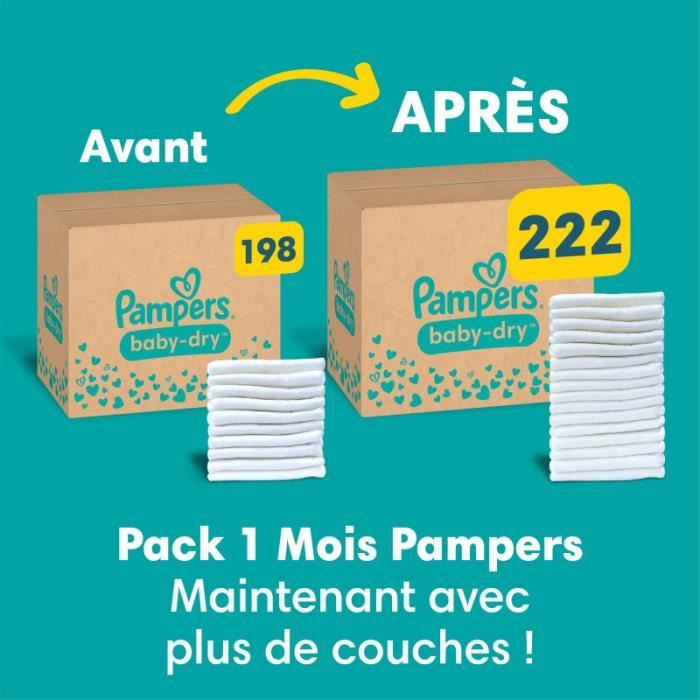 Pampers Premium Protection Taille 2, Pack 1 mois 240 Couches (Inclus 1  paquet de lingettes Pampers Sensitive)