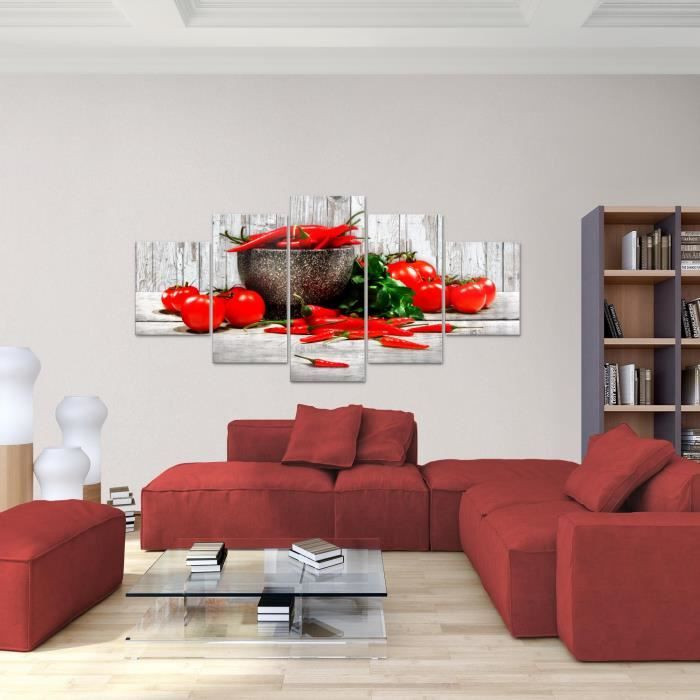 Tucocoo – Décoration Murale 3 Panneaux Toile – Vin Rouge Et Fruits – Noir Et Blanc – 122 X 61 Cm – Prête à Accrocher