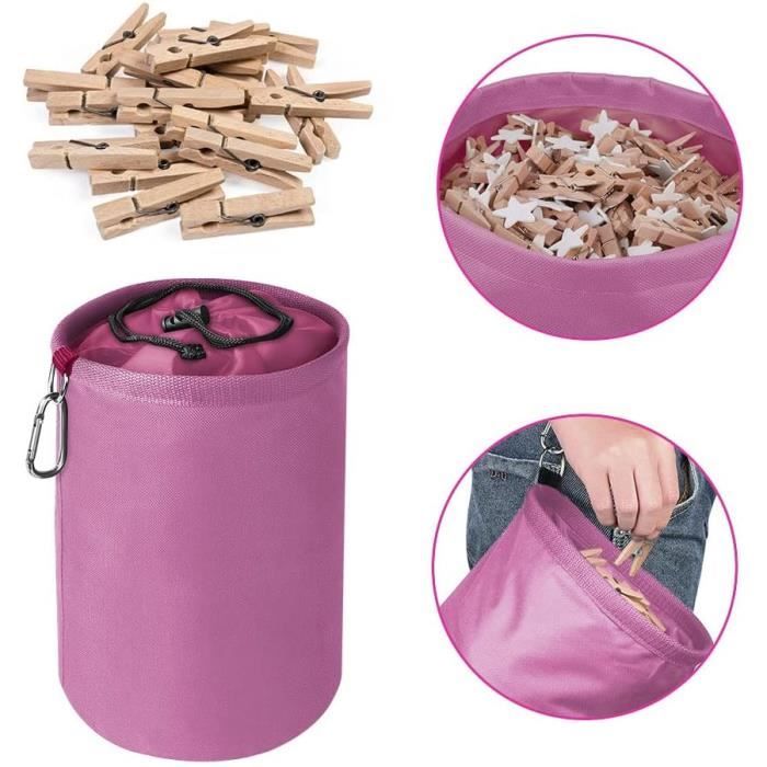 Crochet Acier Inoxydable 360 2 Sacs Rangement Pinces à Linge 27x32cm - Crochet Rotatif 360° Rangement Suspendu Balcon