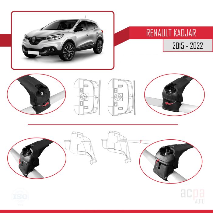 Barres De Toit ACE-2 Compatible Renault Talisman Break 2015-2022 - 2 Barres Aluminium Noir Porte-Bagages