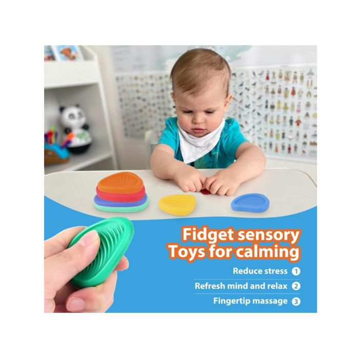Jouets Tactiles Autisme Jouets Sensoriels Pierres Fidget 12 Pièces - Antistress Silicone Enfants Adultes Fidget Toys
