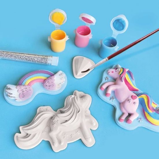 Kit Peinture Licorne 3D Pour Enfants - Moulage Plâtre, Peinture Non Toxique - Activité Manuelle 5-10 Ans