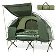 COSTWAY Tente de Camping 1 Places 5 en 1-Matelas,Oreiller Gonflables-Auvent Tissu Polyester Etanche-Sac-Tiges en Fibre de Verre-0