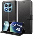 Coque portefeuille en cuir pour XIAOMI REDMI NOTE 14 PRO 4G (pas pour 5G) + 2 vitres en verre trempé - MASSILIA TECH - Noir