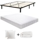 IZTOSS Ensemble Matelas 140x200cm + Sommier + Couette + 2 Oreillers - Mémoire de forme - 2 places