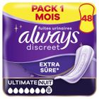 Serviette Incontinence - ALWAYS - Discreet Extra Sure Ultimate Nuit - Lot de 4 - Taille Unique - Abondant