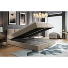 TRADA Lit adulte 160x200 cm ROYAL - avec matelas ressorts intégré, rangement et surmatelas - tissu velours – beige
