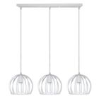 WOTTES UNI Lustre Suspension 3 Lampes en Barre Cage Métal Rétro Lampe Suspendue Industrielle Rétro Blanc