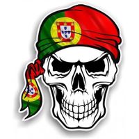 tête mort skull bandana Portugal 6842 autocollant adhésif sticker - Taille : 4 cm