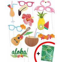 Kit photobooth Hawaï 10 pièces - Coloré
