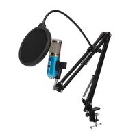 SMRT TEMPSA Microphone à Condensateur BM-900 Support Carte Son Kit Podcasting Studio Enregistrement pour Ordinateur Bleu avec tête